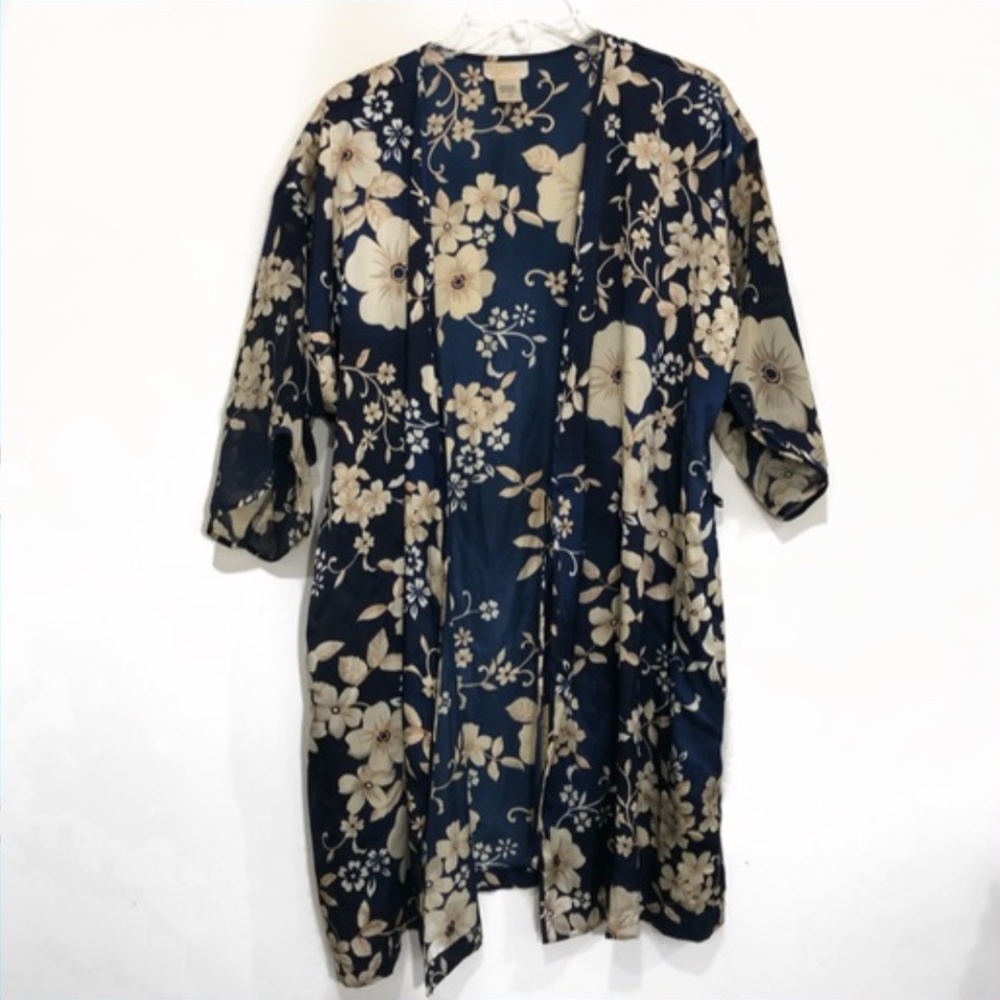 LA Intimates Navy Floral Kimono